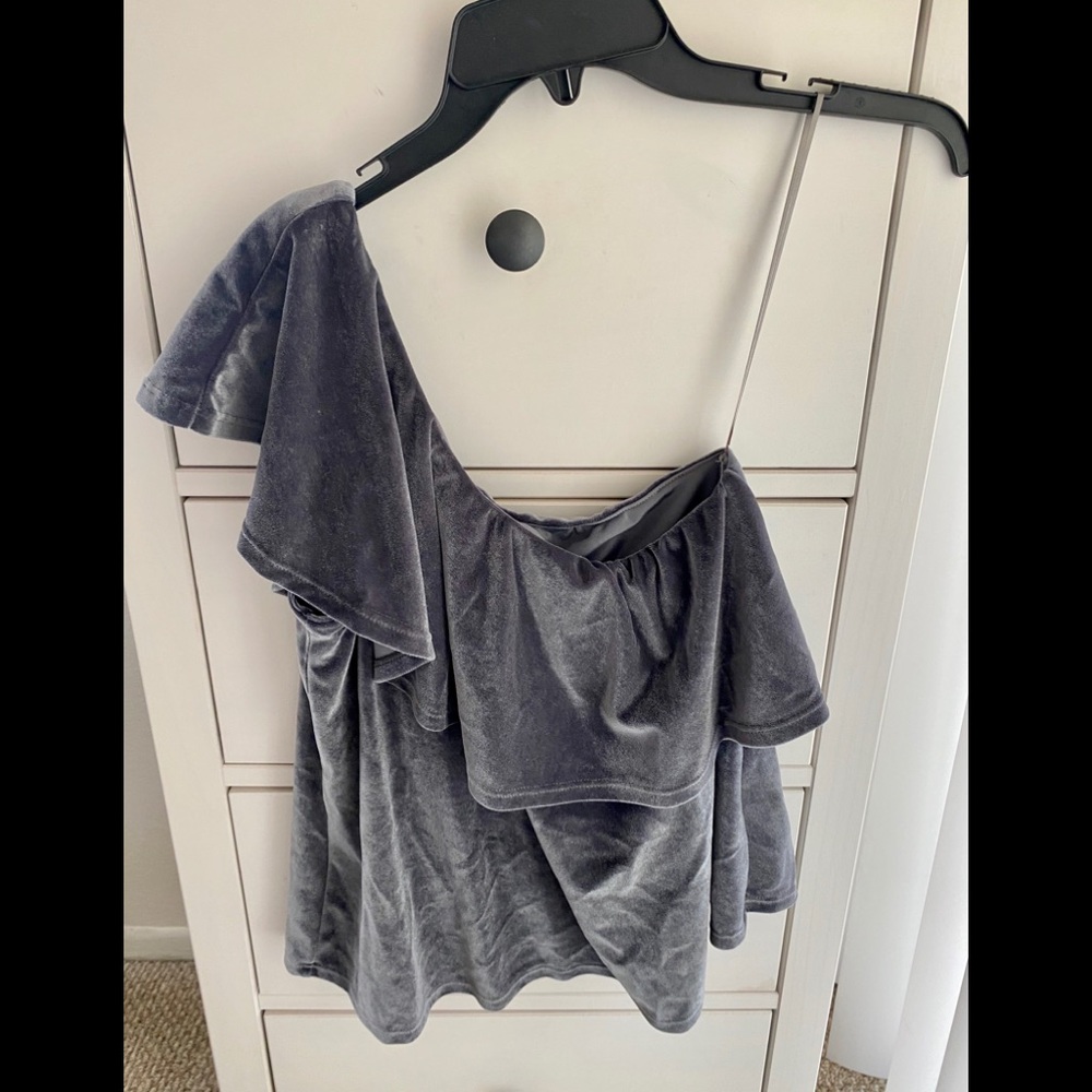 Ten Sixy Sherman one shoulder velvet top
